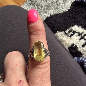 STERLING ART DECO yellow topaz